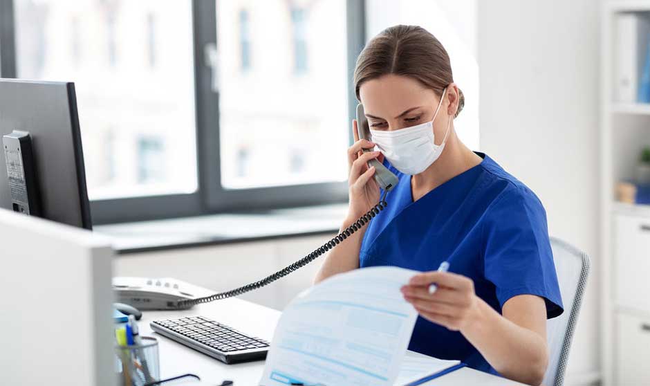 Nurse on telephone